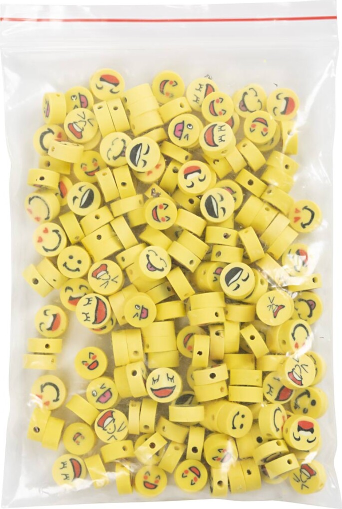 Figurperler - Smiley - Ø 10 Mm - Hulstr 1 5 Mm - 200 Stk