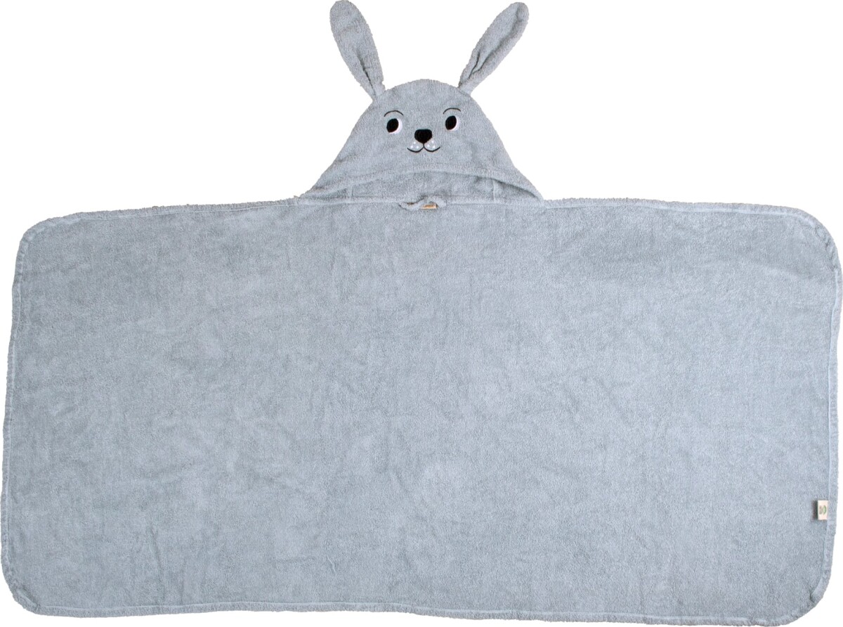 Filibabba - Baby Badehåndklæde Med Hætte - Hare - Blå