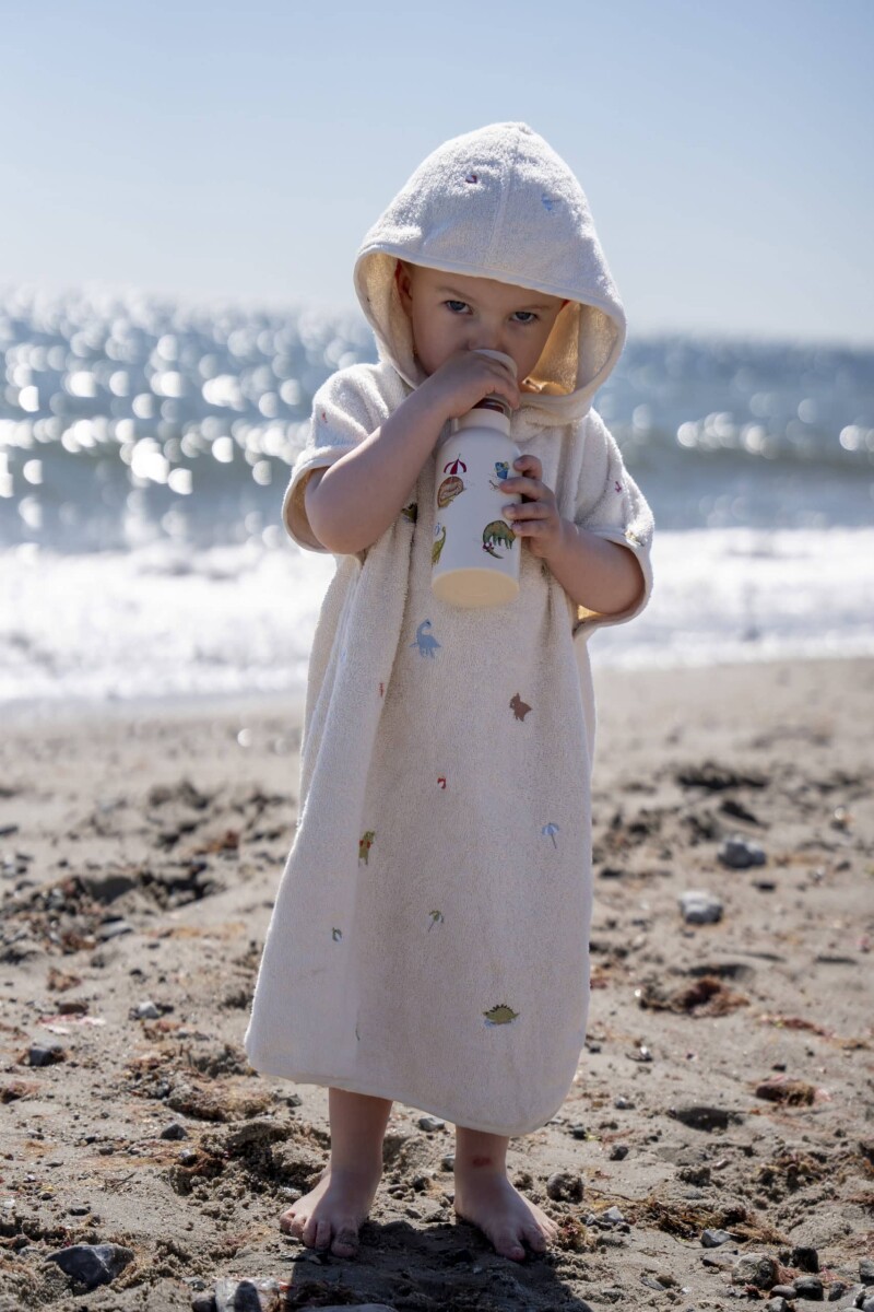 Filibabba - Drikkedunk Til Børn - Rustfrit Stål - Dino Strand - Beige