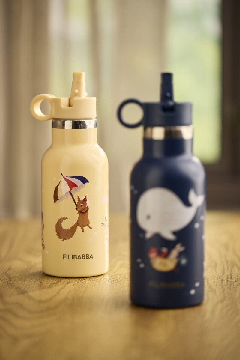Filibabba - Termoflaske Med Sugerør Til Børn - Stål - 350 Ml - Star
