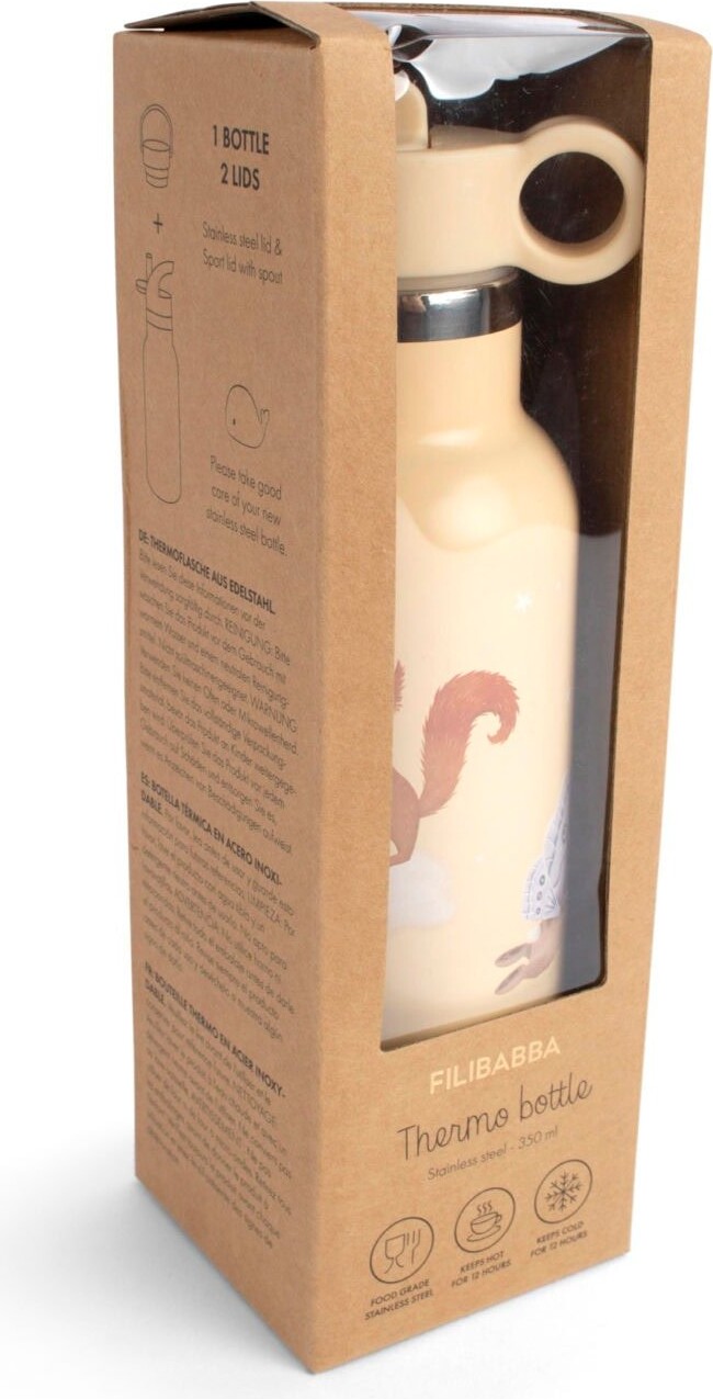 Filibabba - Termoflaske Med Sugerør Til Børn - Stål - 350 Ml - Star