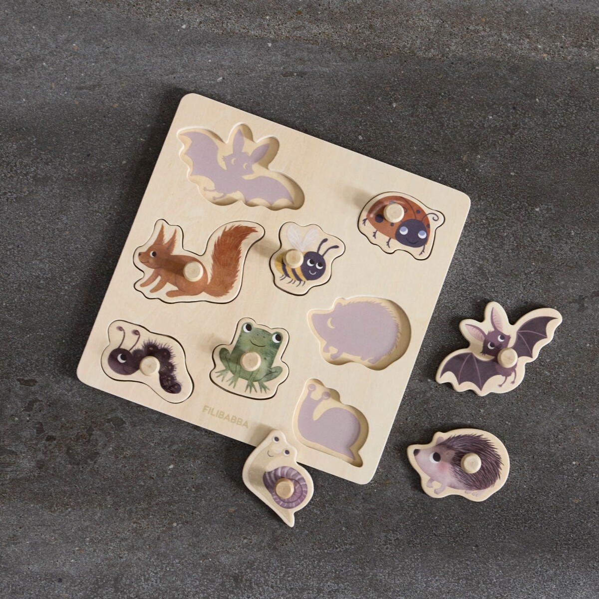 Filibabba - Knoppuslespil I Træ - Skovens Dyr