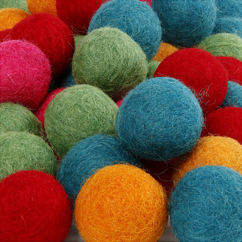 Filtkugler - Ø 20 Mm - Stærke Farver - 64 Stk