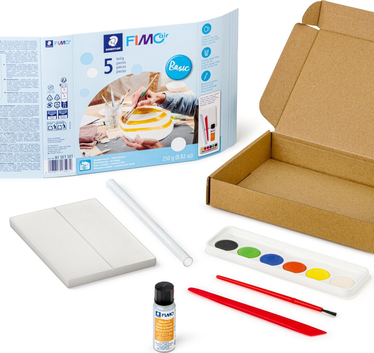 Staedtler - Fimo Air - Lufttørrende Ler Sæt - 5 Dele - Basic