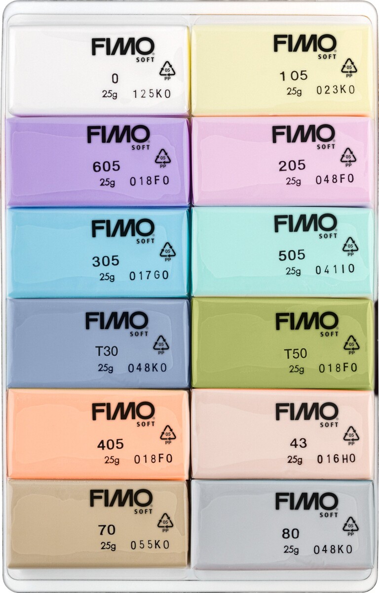 Fimo - Ler Til Ovn - Pastel - Sæt I 12 Dele - 12X25 G