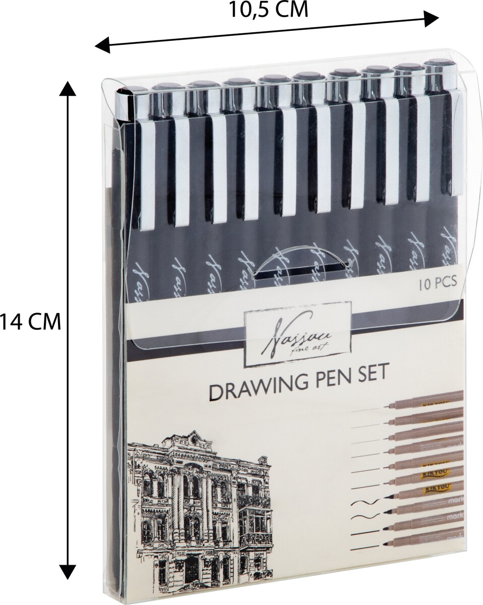 Fineliners Penne Sæt - 0 1-0 3 Mm - Nassau - 10 Stk