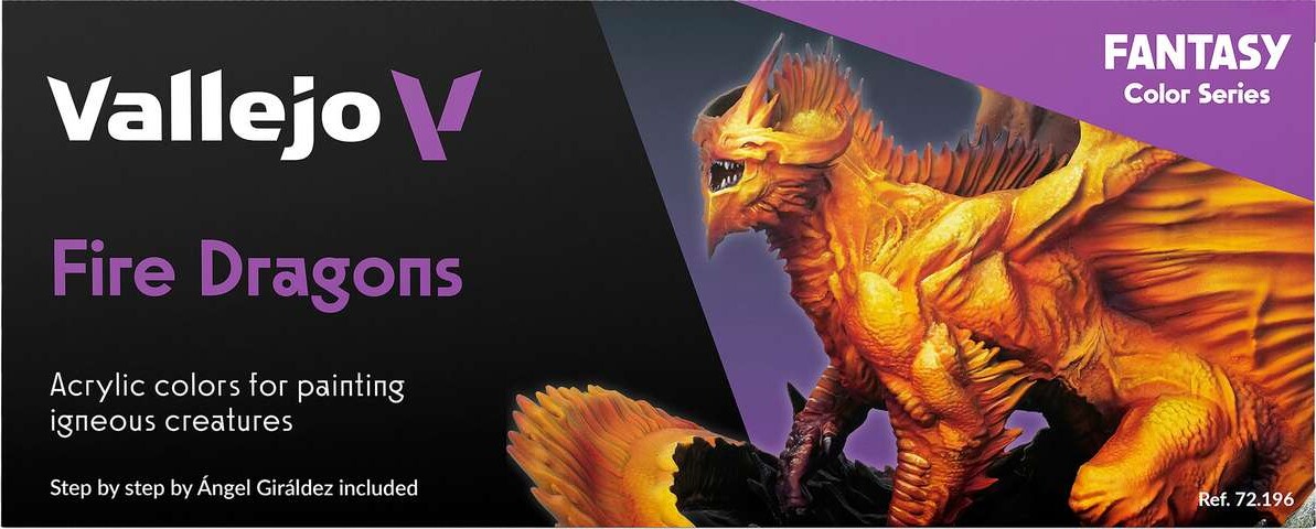 Vallejo - Game Color Maling Sæt - Fire Dragons - Fantasy - 8X18 Ml