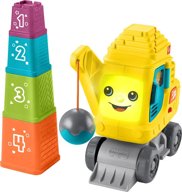 Fisher-Price - Count Stack Crane - Kranbil Legetøj Med Klodser