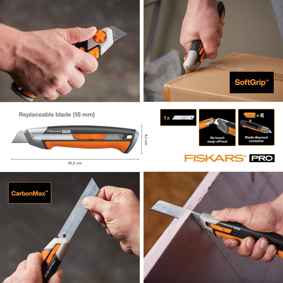 Fiskars - Pro Snap-Off Blade Knife - Carbonmax Hobbykniv