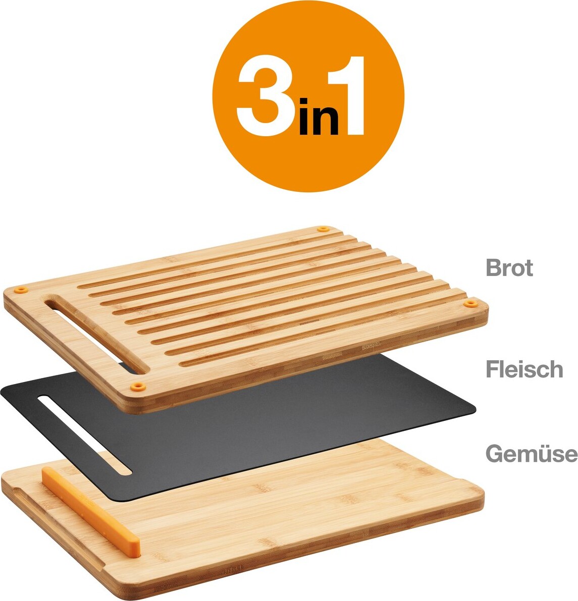 Fiskars Functional Form - Skærebræt - Bambus - Sæt Med 3 Stk