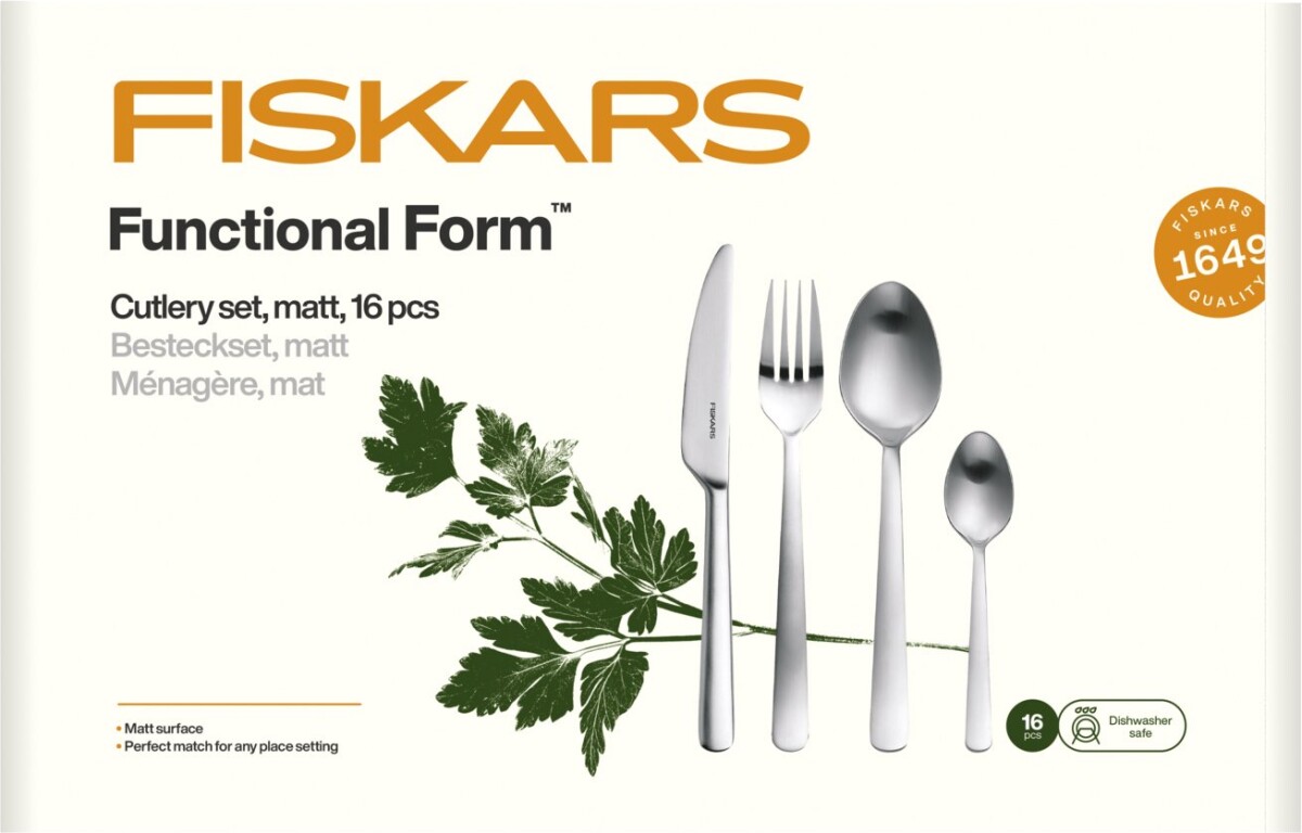 Fiskars Functional Form - Bestiksæt - 16 Dele - Mat Stål