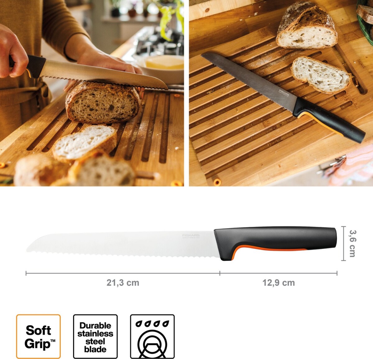 Fiskars Functional Form - Brødkniv - 21 Cm