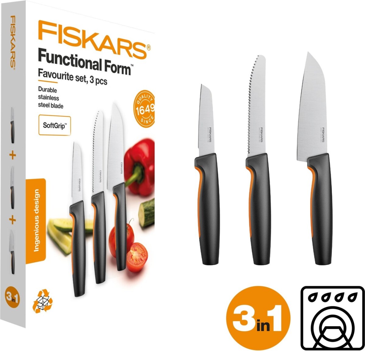Fiskars Functional Form - Knivsæt - 3 Stk