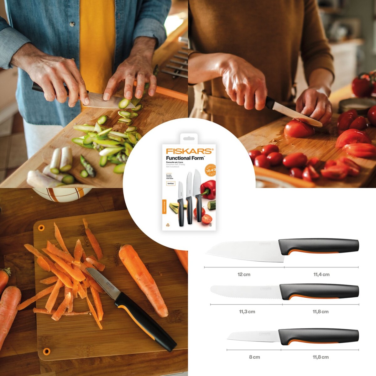 Fiskars Functional Form - Knivsæt - 3 Stk
