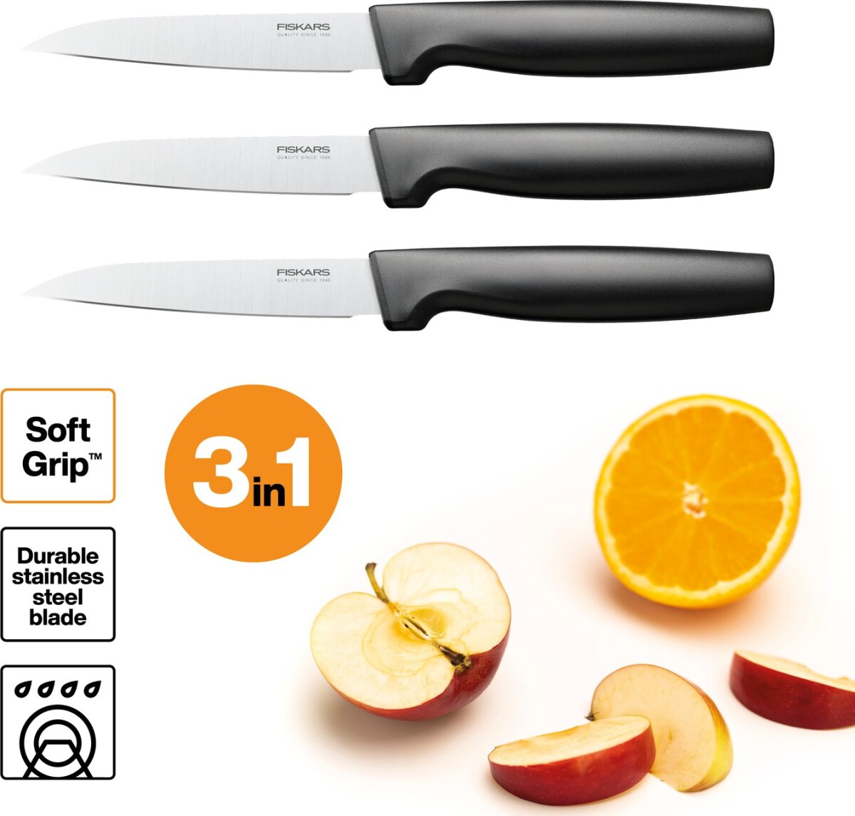 Fiskars - Functional Form - Grøntsagskniv Sæt - 3 Dele