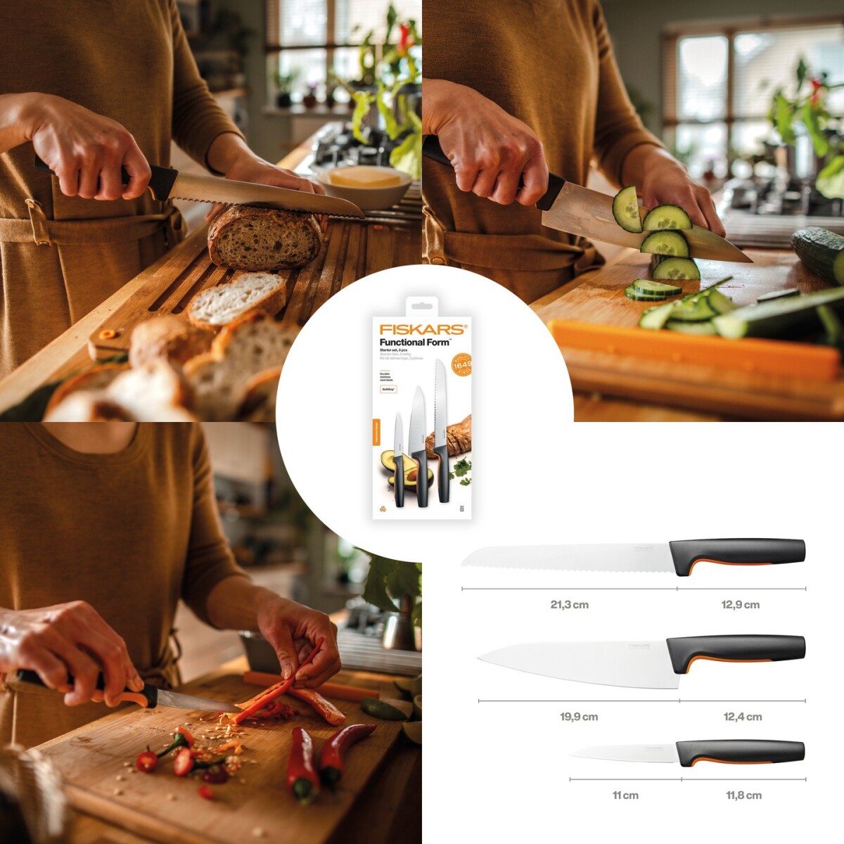 Fiskars Functional Form - Knivsæt - Stor - 3 Knive