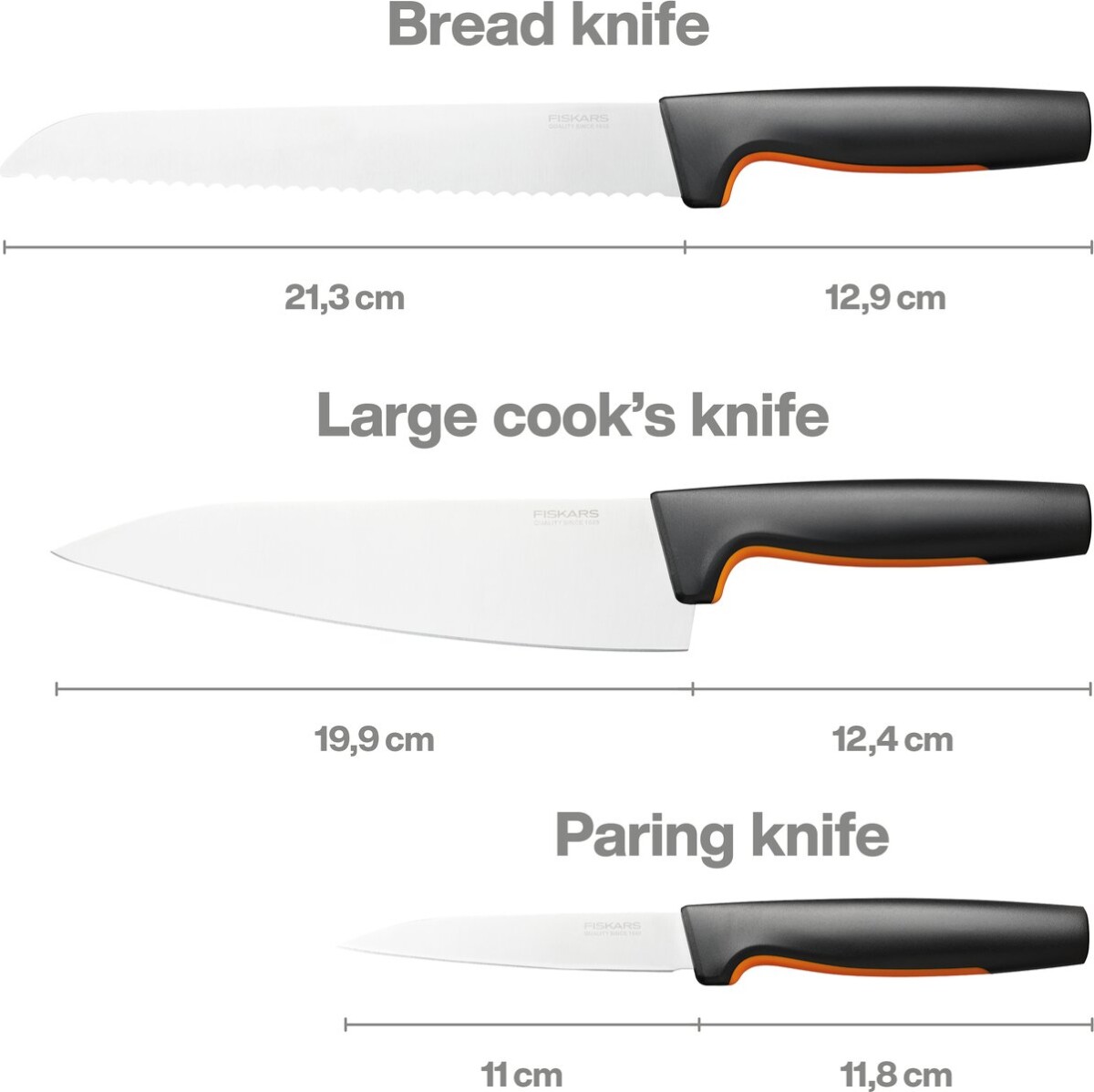 Fiskars Functional Form - Knivsæt - Stor - 3 Knive