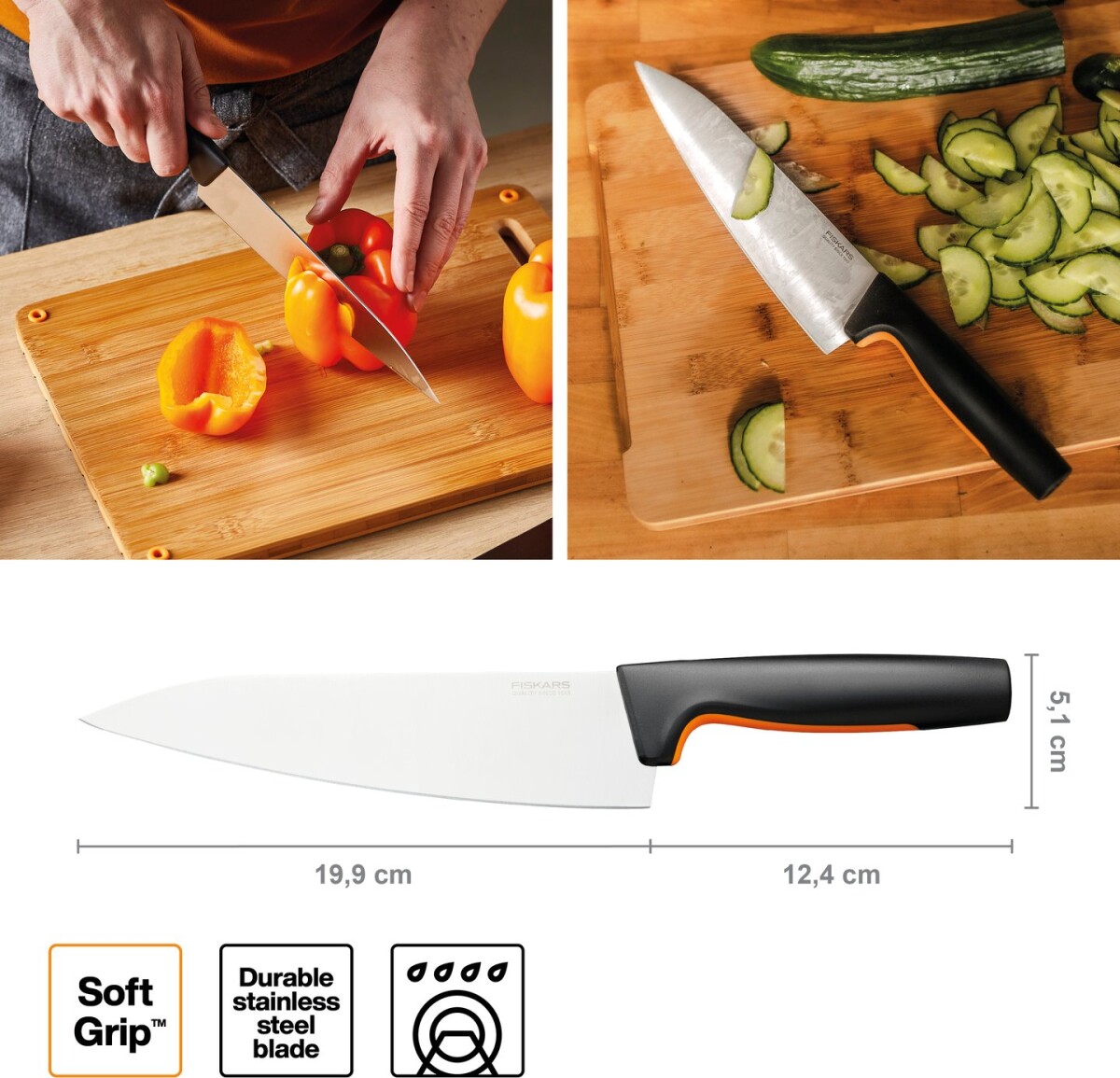 Fiskars Functional Form - Kniv - Japansk Stål - 20 Cm