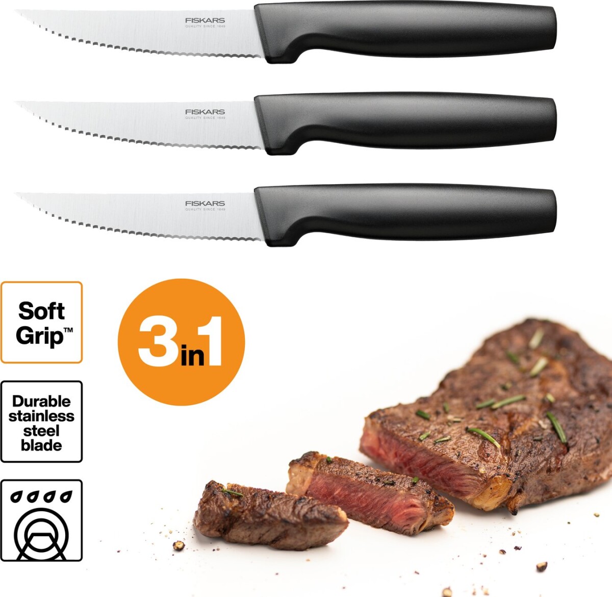 Fiskars - Functional Form - Steak Knivsæt - 3 Dele