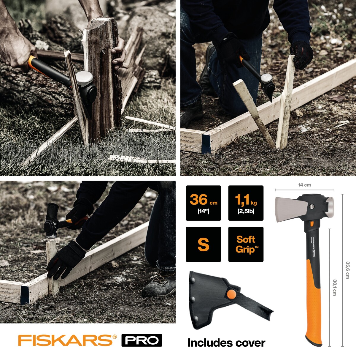 Fiskars - Pro Isocore S - Flækøkse Med Kløvehoved - 36 Cm