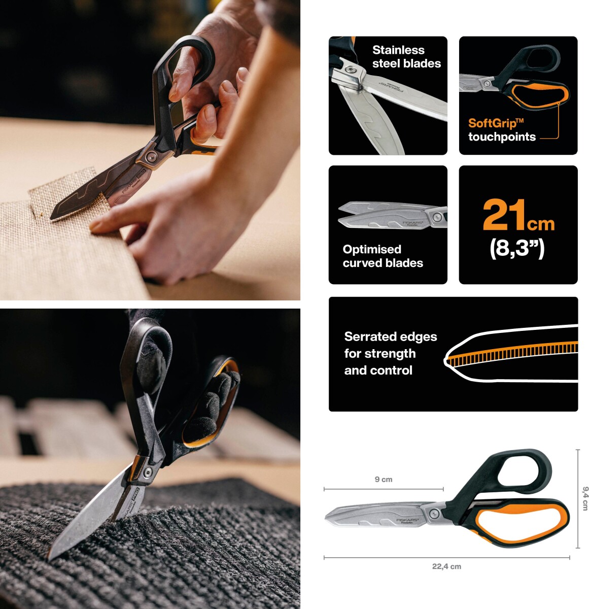 Fiskars - Pro Heavy Duty Scissors - 21 Cm - Powerarc Universalsaks