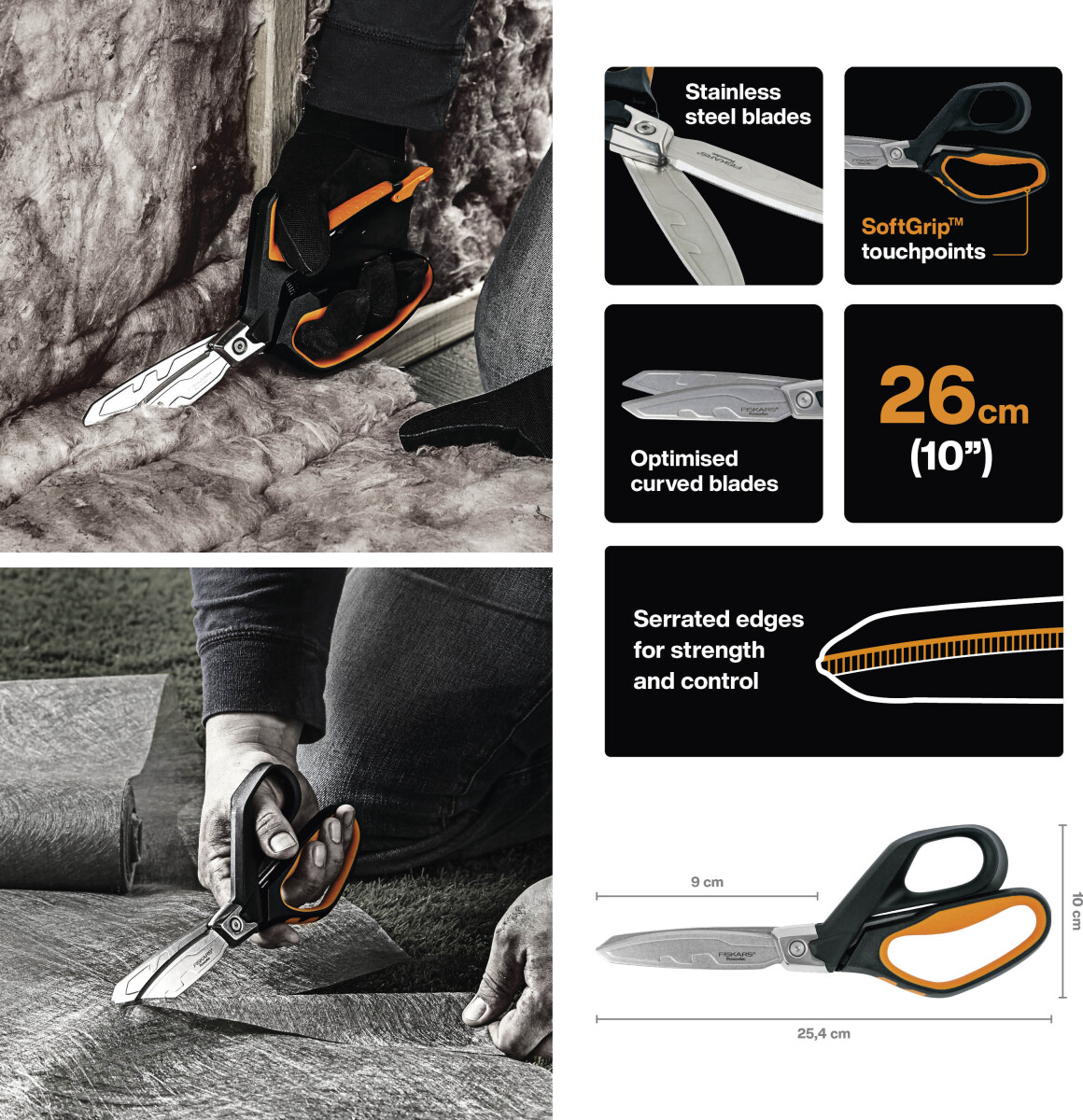 Fiskars - Pro Heavy Duty Scissors - 26 Cm - Powerarc Universalsaks