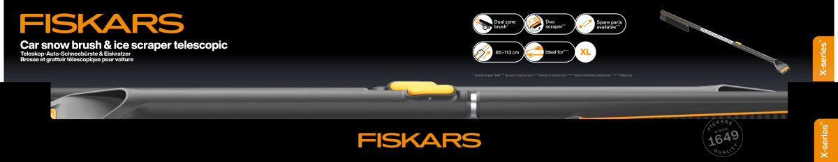 Fiskars - X-Series Snebørste Med Isskraber Til Bil - Teleskopisk