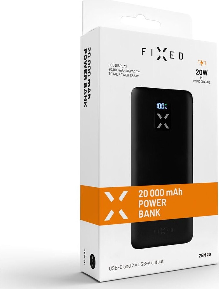 Fixed - Powerbank - Zen 20 - Usb-C Usb-A - 20000 Mah - Sort