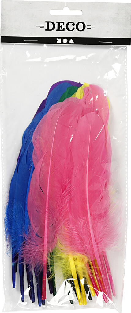 Fjer - L 20 Cm - Forskellige Farver - 36 Stk