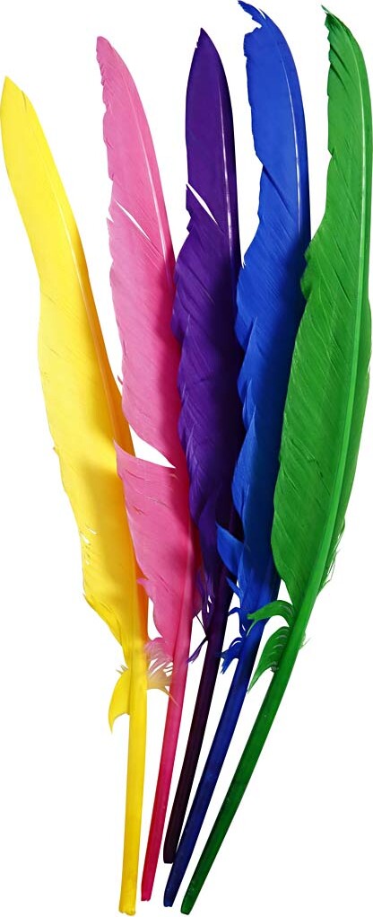Fjer - L 27 Cm - Forskellige Farver - 12 Stk