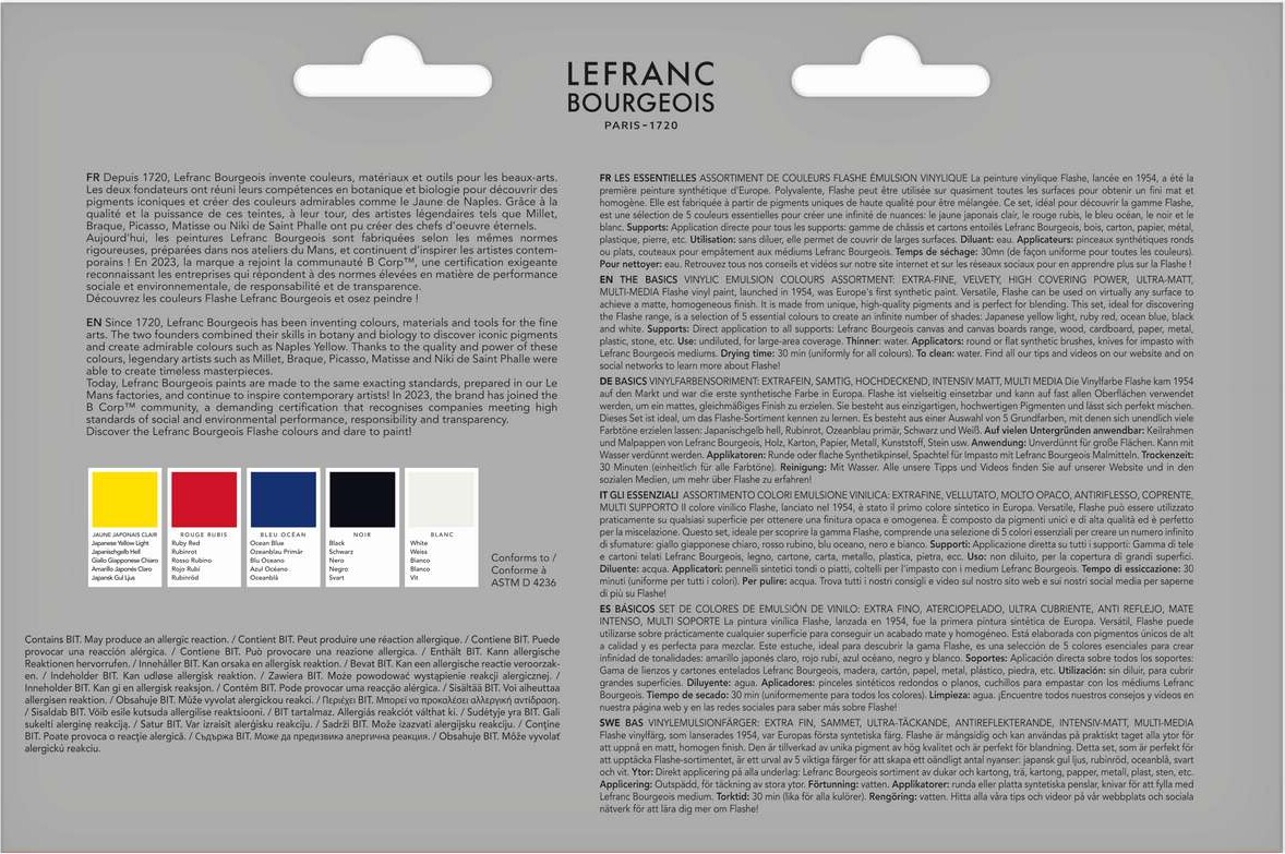 Lefranc Bourgeois - Flashe Vinyl Paint - Akrylmaling Sæt 5X80 Ml