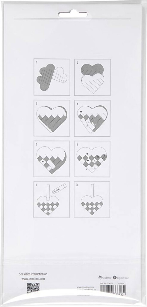 Flettede Julehjerter - Str 13 5X12 5 Cm - Rød - Hvid - 8 Sæt