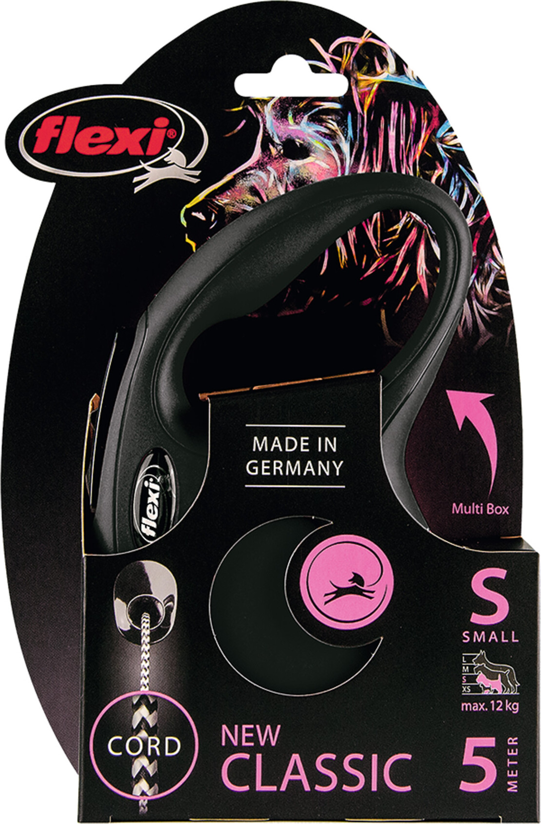 Flexi - Hundesnor - 5 Meter - New Classic - Maks 12 Kg - Sort