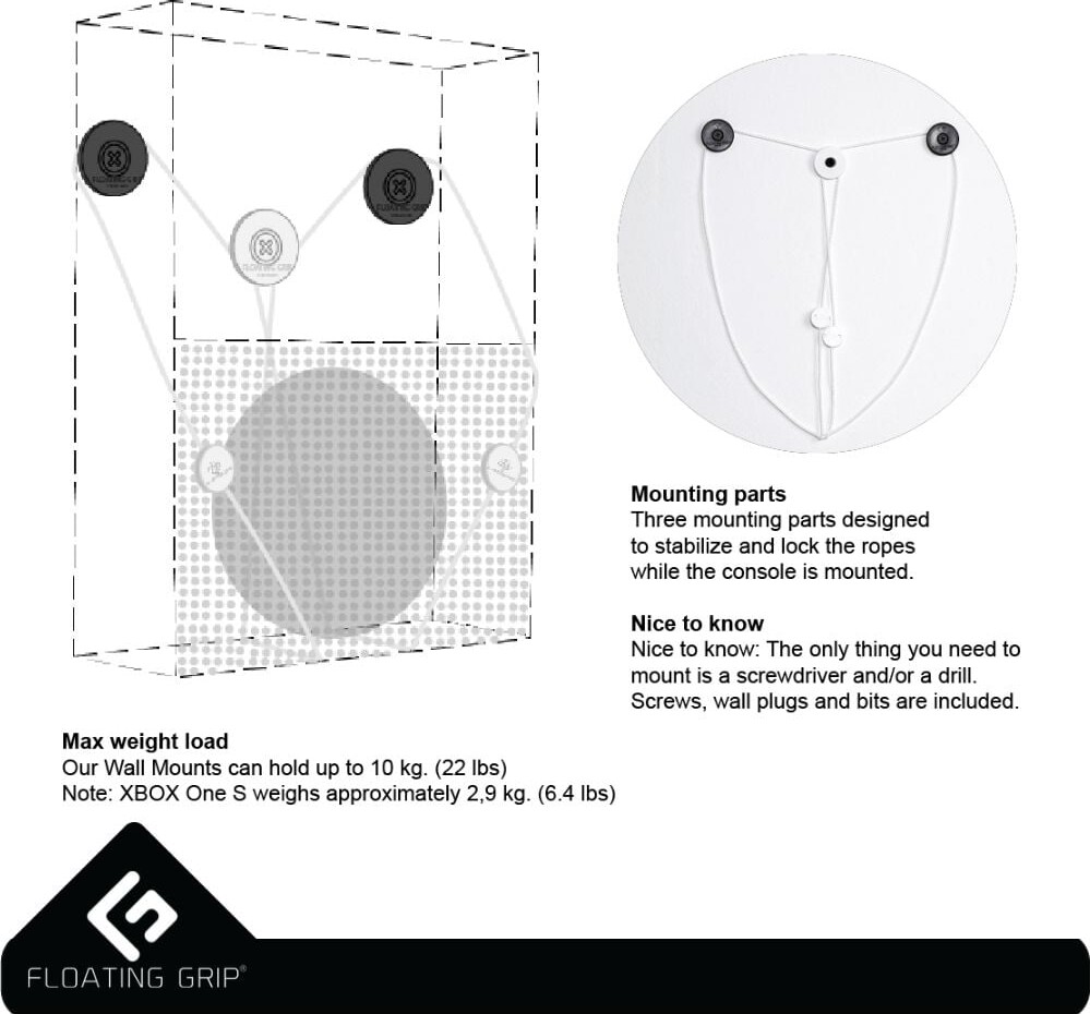 Floating Grip - Vægbeslag Til Xbox One S Og Controllers - Hvid