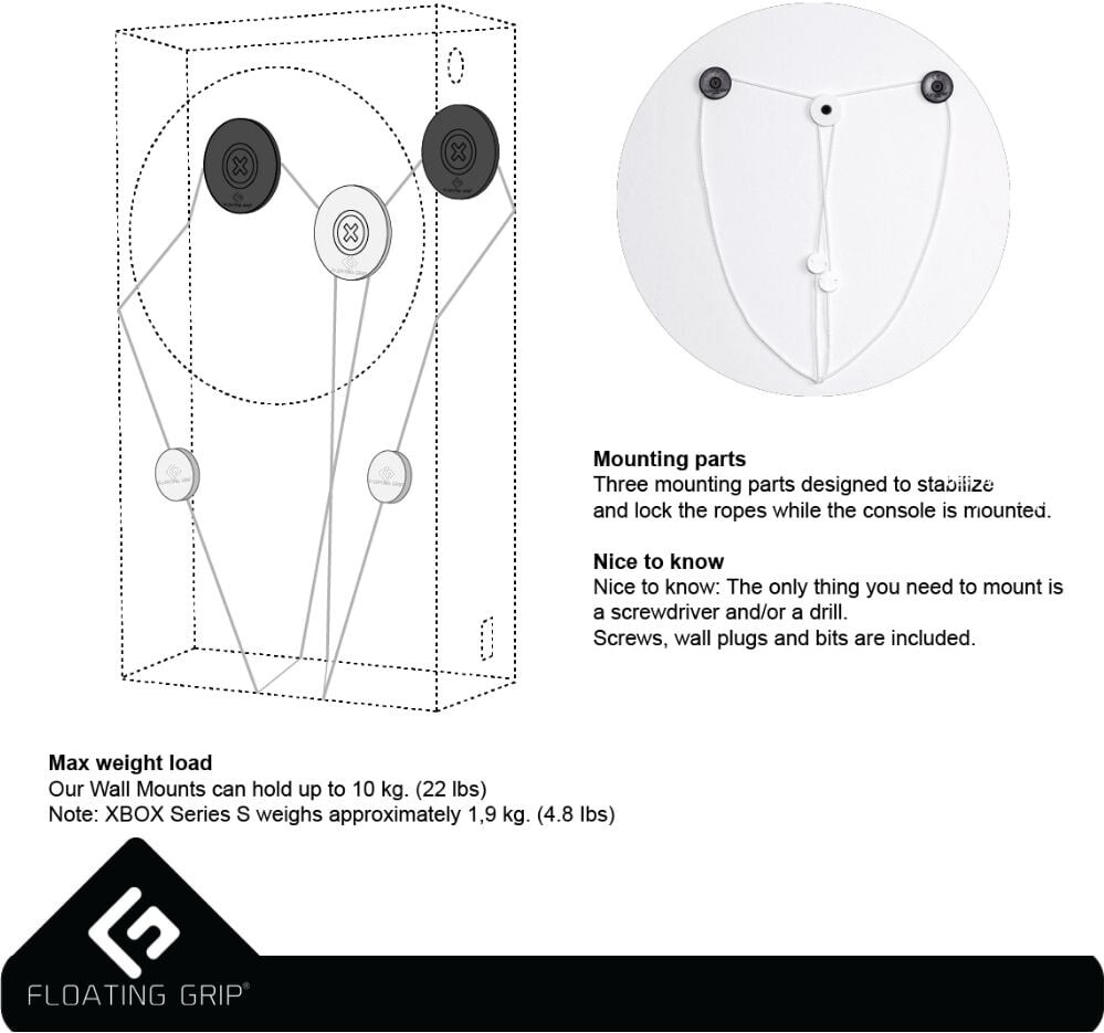 Floating Grip - Xbox Seriex S Og Controllers Wall Mount