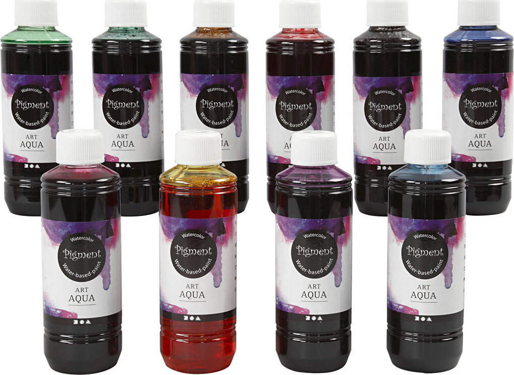Flydende Akvarelmaling - Assorterede Farver - 10X250 Ml