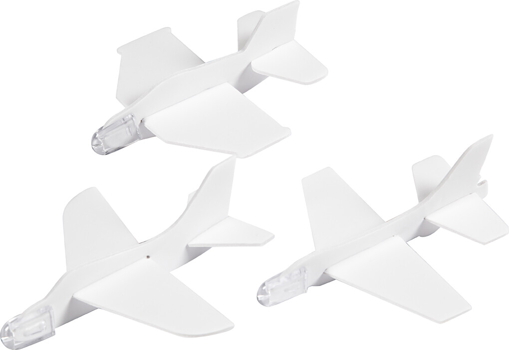 Flyvemaskiner - L 11 5-12 5 Cm - B 11-12 Cm - Hvid - 3 Stk