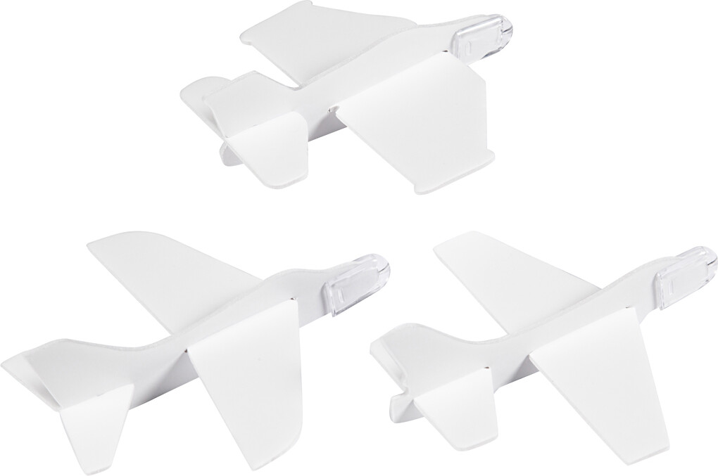 Flyvemaskiner - L 11 5-12 5 Cm - B 11-12 Cm - Hvid - 3 Stk