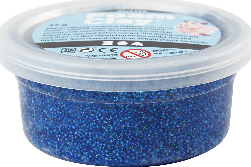 Glitter Foam Clay - Blå - Modellervoks - 35 G