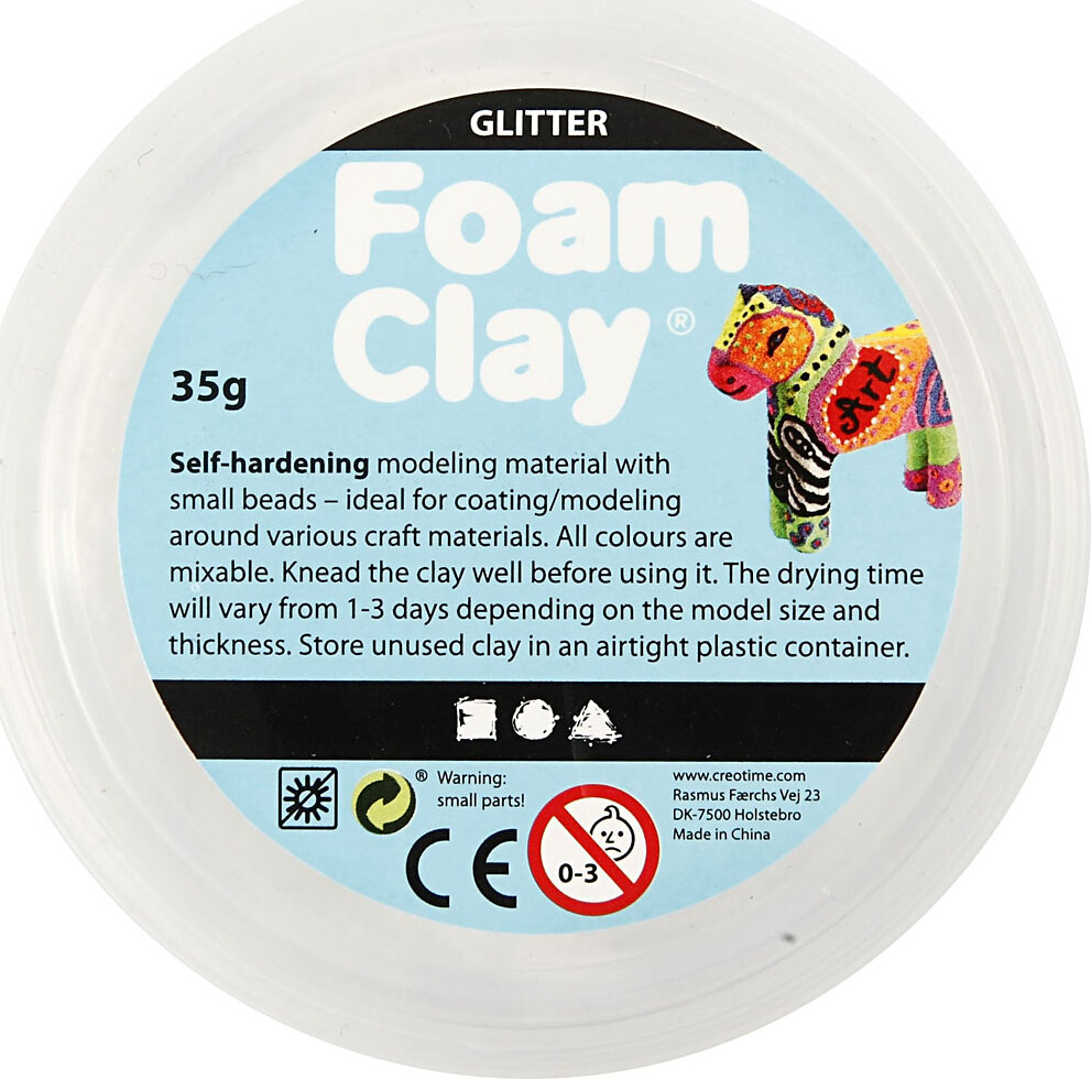 Glitter Foam Clay - Hvid - Modellervoks - 35 G