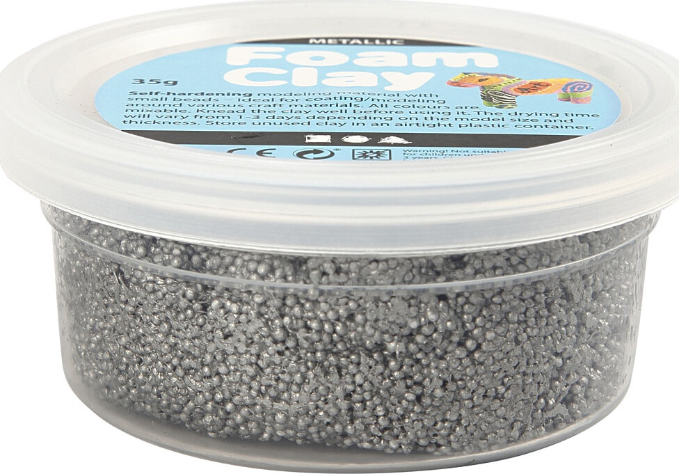 Foam Clay - Metallic - Sølv - Modellervoks - 35 G