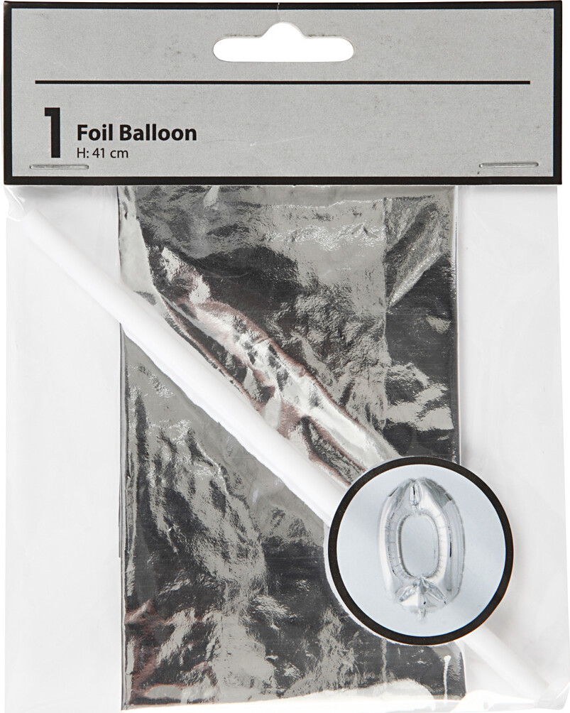 Tal Ballon - Folie - 0 - Sølv - H 41 Cm