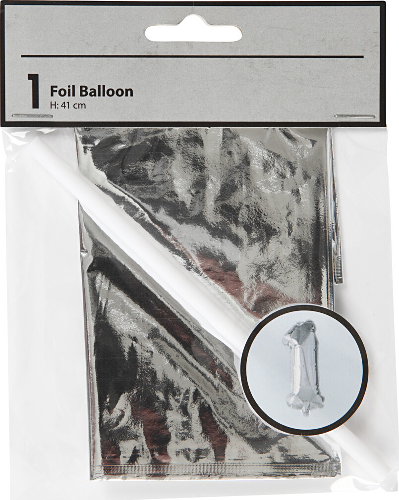 Tal Ballon - Folie - 1 - Sølv - H 41 Cm