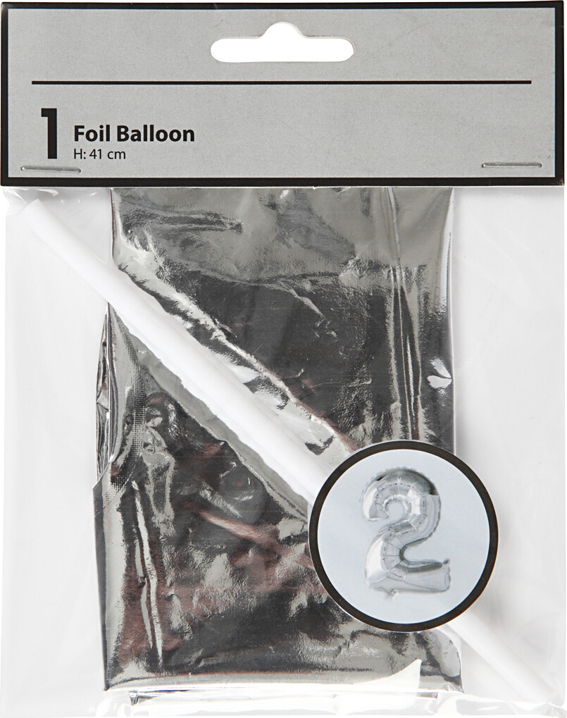 Tal Ballon - Folie - 2 - Sølv - H 41 Cm