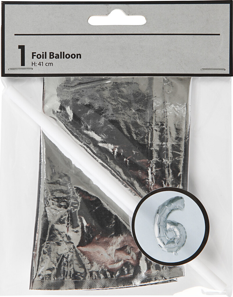 Tal Ballon - Folie - 6 - Sølv - H 41 Cm