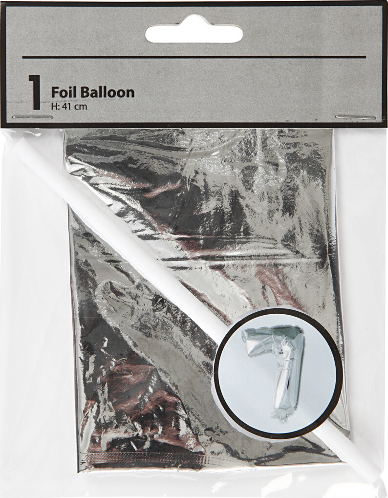 Tal Ballon - Folie - 7 - Sølv - H 41 Cm