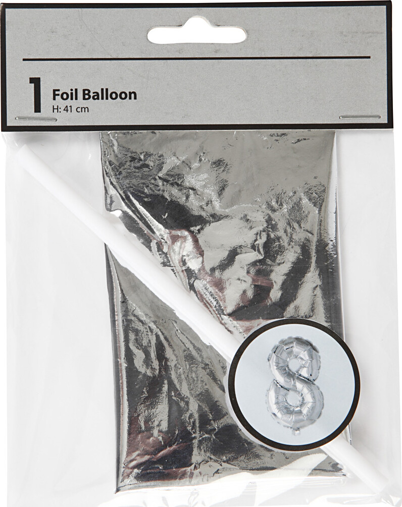 Tal Ballon - Folie - 8 - Sølv - H 41 Cm
