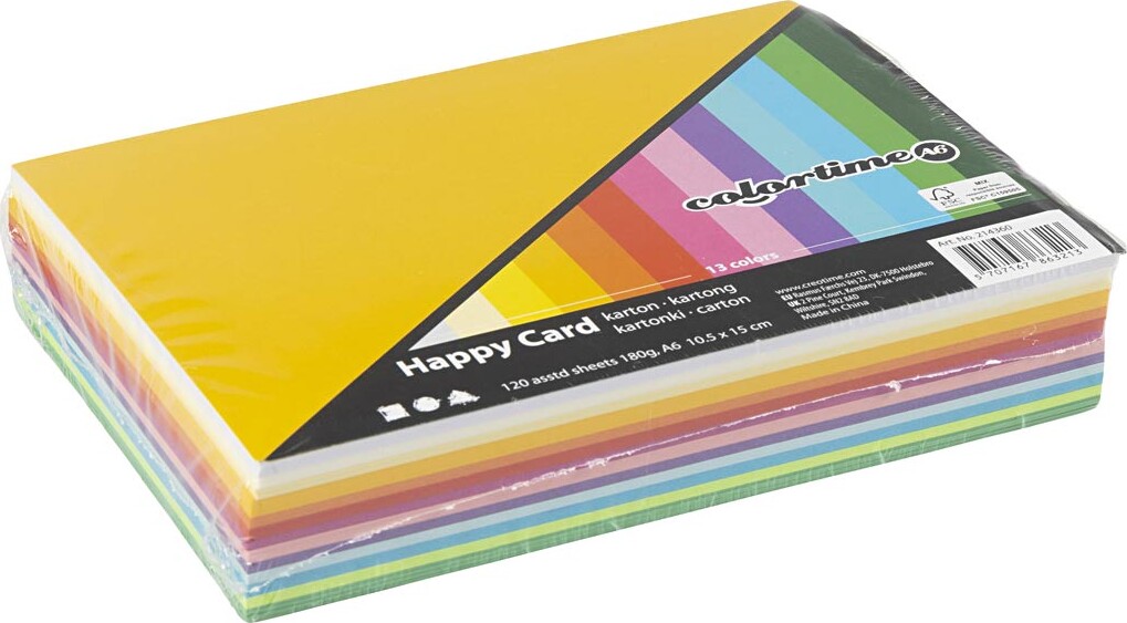 Karton - Farvet - A6 - Lyse Forårsfarver - 120 Ark