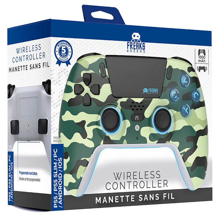 Freaks And Geeks - Wireless Bluetooth Controller For Ps5- Led - Green Camo