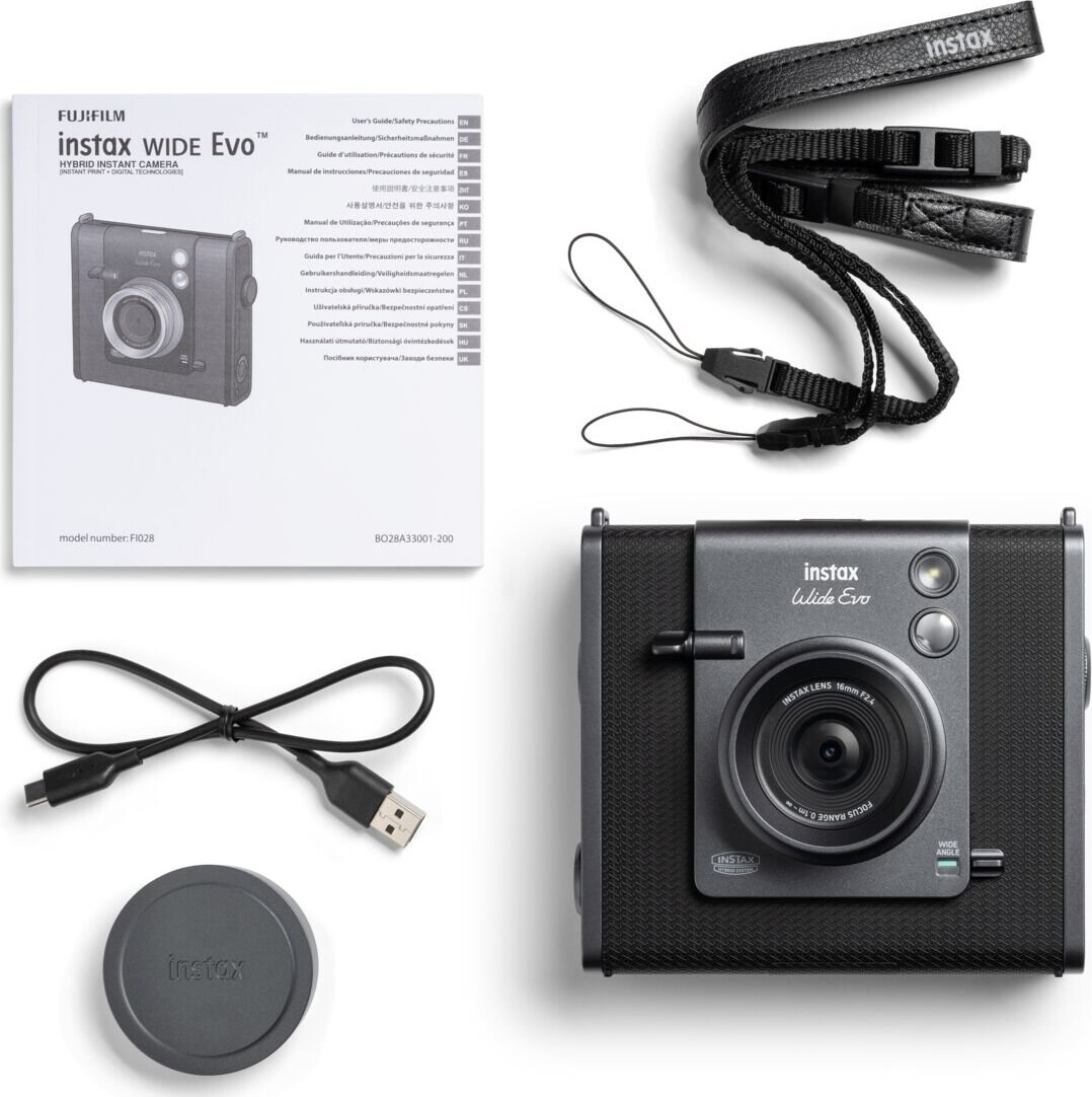 Fuji - Instax Wide Evo Black Hybrid Camera